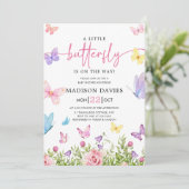 Een beetje Butterfly Waterverf Floral Baby shower Kaart (Staand voorkant)