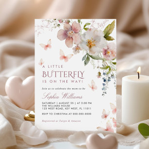 Een beetje Butterfly Wildflowers Baby shower Kaart