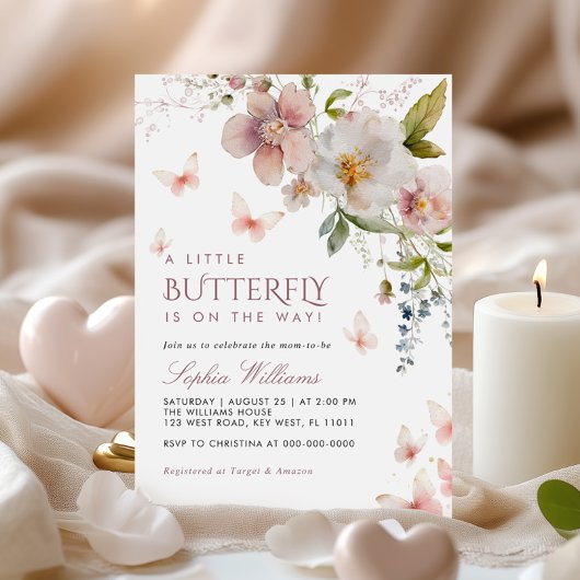 Een beetje Butterfly Wildflowers Baby shower Kaart
