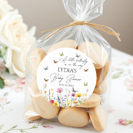Een beetje Butterfly Wildflowers Baby shower Ronde Sticker