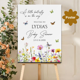 Een beetje Butterfly Wildflowers Baby shower Welko Poster