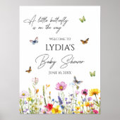 Een beetje Butterfly Wildflowers Baby shower Welko Poster (Voorkant)