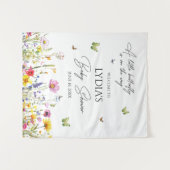 Een beetje Butterfly Wildflowers Baby shower Welko Wandkleed (Voorkant (horizontaal))