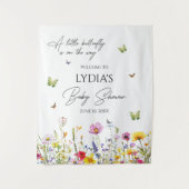 Een beetje Butterfly Wildflowers Baby shower Welko Wandkleed (Voorkant)