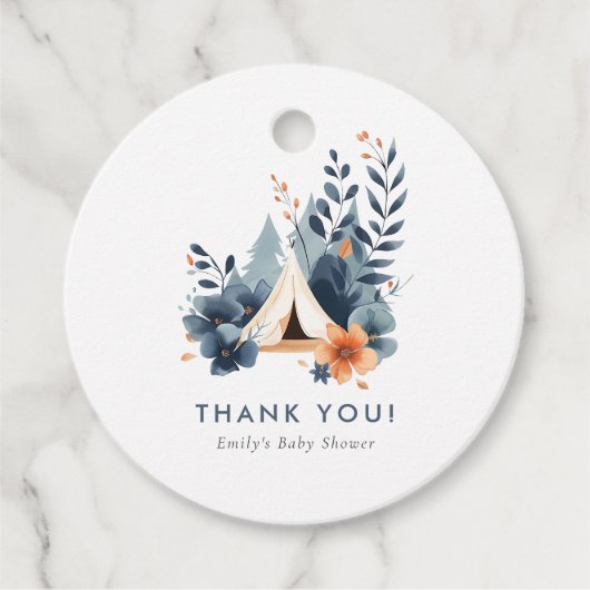 Een beetje Camper Forest Baby shower Bedankjes Labels (Voorkant)