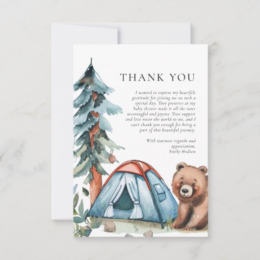 Een beetje Camper Forest Baby shower dank u kaart (Voorkant)