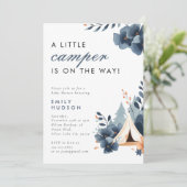 Een beetje Camper Forest Baby shower Invitation Kaart (Staand voorkant)