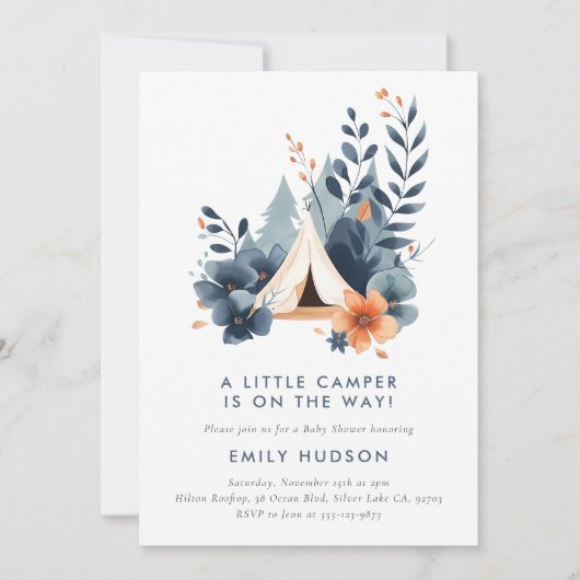 Een beetje Camper Forest Baby shower Invitation Kaart (Voorkant)