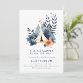 Een beetje Camper Forest Baby shower Invitation Kaart (Staand voorkant)