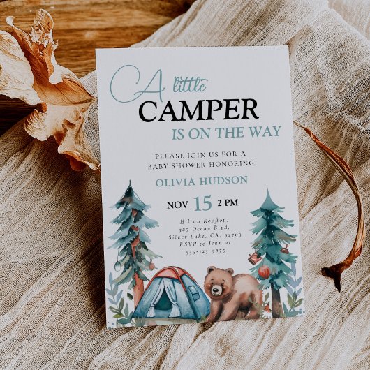 Een beetje Camper Forest Baby shower Invitation Kaart