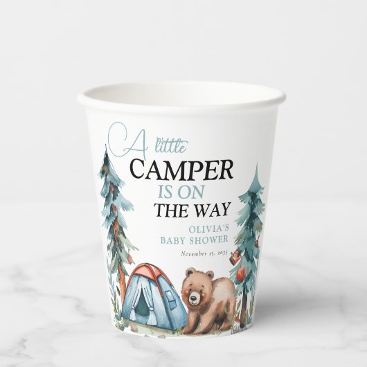 Een beetje Camper Forest Baby shower Papieren Bekers (Voorkant)