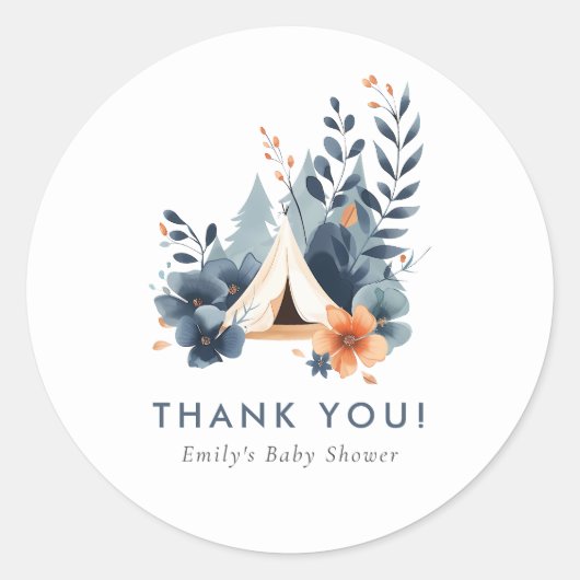 Een beetje Camper Forest Baby shower Ronde Sticker (Voorkant)