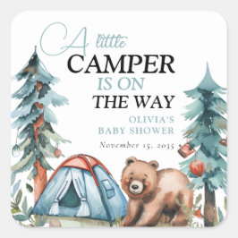 Een beetje Camper Forest Baby shower Vierkante Sticker
