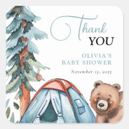 Een beetje Camper Forest Baby shower Vierkante Sticker