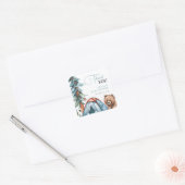 Een beetje Camper Forest Baby shower Vierkante Sticker (Envelop)