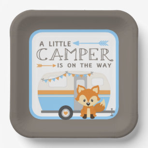 Een beetje Camper RV Camper Baby shower Bruin Papieren Bordje