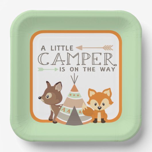 Een beetje camper tipi Baby shower Papieren Bordje (Voorkant)