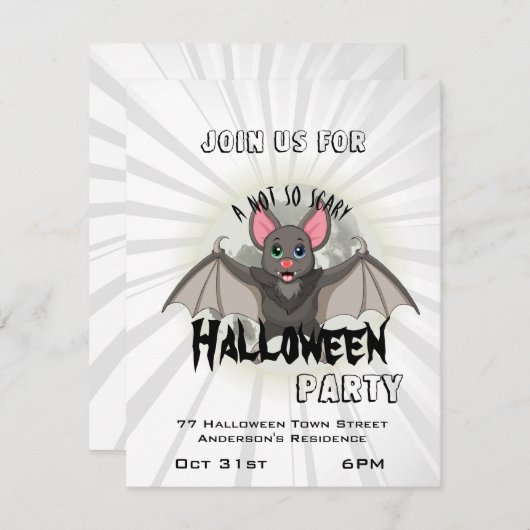 Een beetje Cartoon en een niet zo eng halloween Kaart (Voorkant / Achterkant)