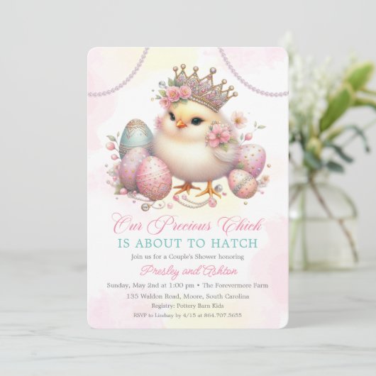 Een beetje Chick Baby Chicken Baby shower Invitati Kaart (Staand voorkant)