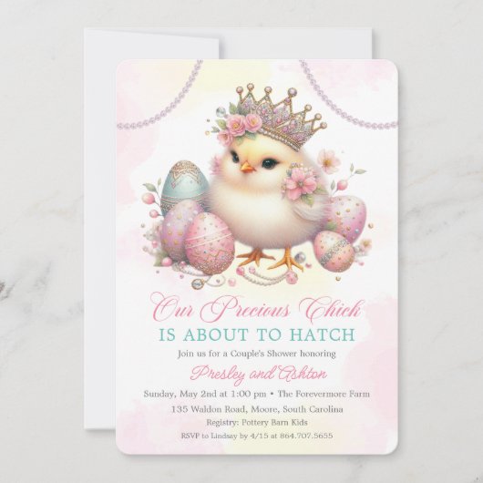 Een beetje Chick Baby Chicken Baby shower Invitati Kaart (Voorkant)