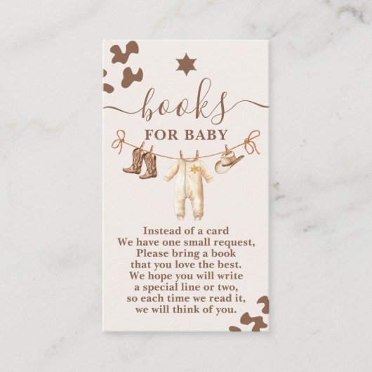 Een beetje Cowboy Baby shower Boy Books voor Baby Informatiekaartje (Voorkant)