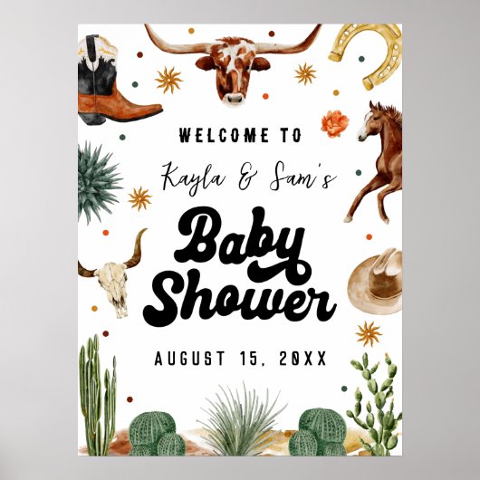 Een beetje cowboy Baby shower welkom Poster (Voorkant)