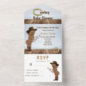 Een beetje cowboy is onderweg Baby shower in zijn  All In One Uitnodiging (Binnen)