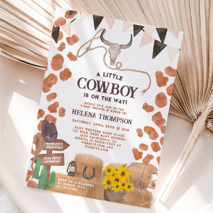 Een beetje cowboy western koe baby shower kaart