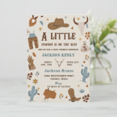 Een beetje Cowboy Western Rodeo Baby shower Kaart (Staand voorkant)