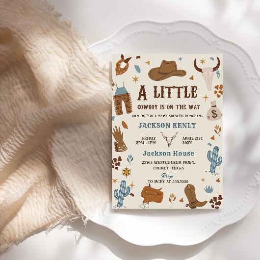 Een beetje Cowboy Western Rodeo Baby shower Kaart
