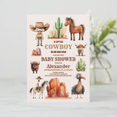 Een beetje Cowboy Western Rodeo Baby shower Kaart (Staand voorkant)