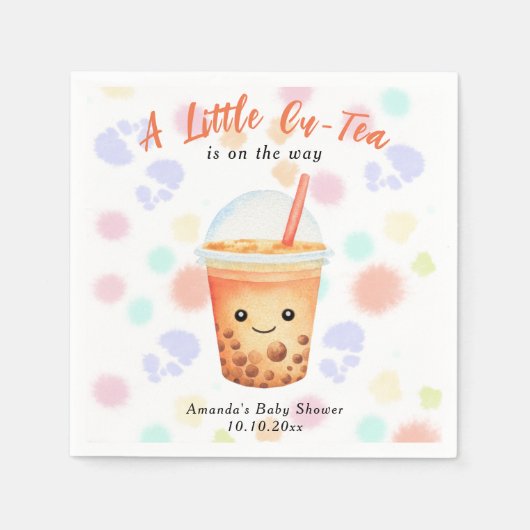 Een beetje Cu-Tea Bubble Tea Baby Shower Servet (Voorkant)