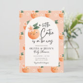 Een beetje Cutie Baby shower Invitation Floral Kaart (Staand voorkant)