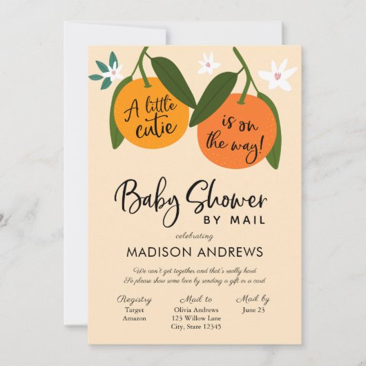 Een beetje Cutie Baby shower per Mail Kaart (Voorkant)