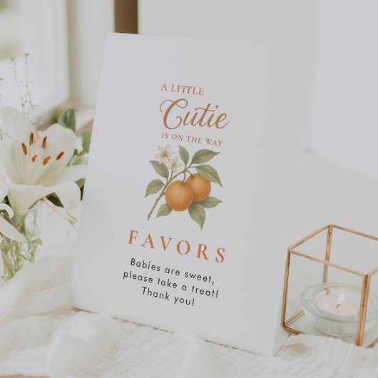 Een beetje Cutie Citrus Baby shower Favoriet Tafel Reclamebord Met Voetstuk