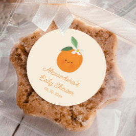 Een beetje cutie citrus Baby shower Ronde Sticker