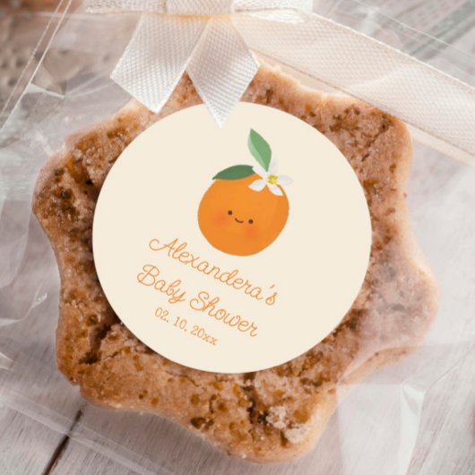 Een beetje cutie citrus Baby shower Ronde Sticker