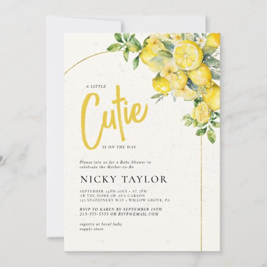 Een beetje Cutie Citrus Citrus Baby shower Kaart (Voorkant)