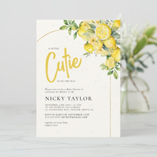 Een beetje Cutie Citrus Citrus Baby shower Kaart (Staand voorkant)