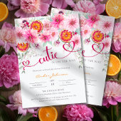 Een beetje Cutie Citrus en roze Bloemen Baby showe Kaart