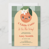 Een beetje Cutie Citrus Sinaasappel Gingham Baby s Kaart (Voorkant)