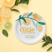 Een beetje Cutie Citrus Sinaasappel Retro Baby sho Papieren Bordje