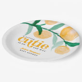 Een beetje Cutie Citrus Sinaasappel Retro Baby sho Papieren Bordje (Gekanteld)