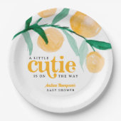 Een beetje Cutie Citrus Sinaasappel Retro Baby sho Papieren Bordje (Voorkant)