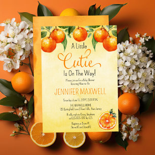 Een beetje cutie citrus Waterverf Baby shower Kaart
