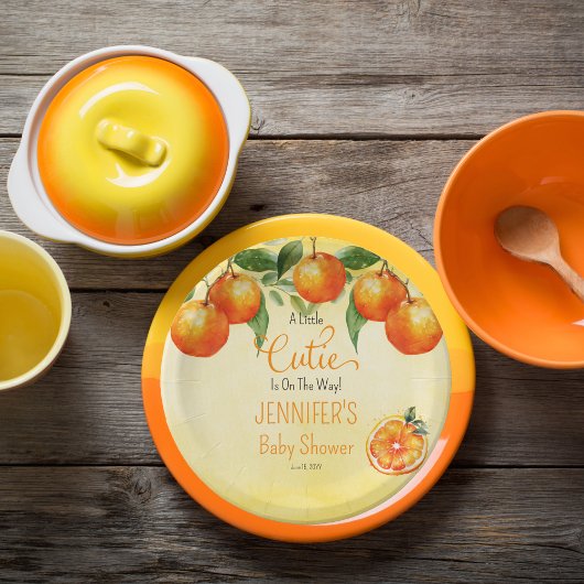 Een beetje cutie citrus Waterverf Baby shower Papieren Bordje