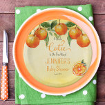 Een beetje cutie citrus Waterverf Baby shower Papieren Bordje<br><div class="desc">Introductie van ons "A Little Cutie Is On The Way" Waterverf Baby shower ontwerp - een heerlijke mix van charme en citrusfrisheid. De voorkant toont een levendige oranje citrusswag die de bovenkant sierlijk siert, terwijl een grillige plak oranje citrus een vleugje zoetheid toevoegt in de rechterbenedenhoek. De waterverf achtergrond verandert...</div>