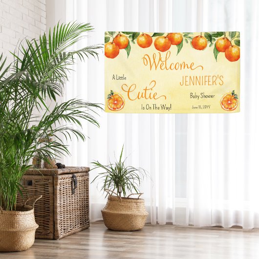 Een beetje cutie citrus Waterverf Baby shower Spandoek