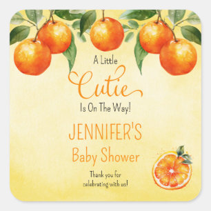 Een beetje cutie citrus Waterverf Baby shower Vierkante Sticker