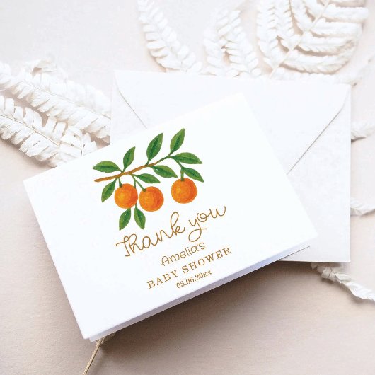 Een beetje cutie Clementine Baby shower Bedankkaart